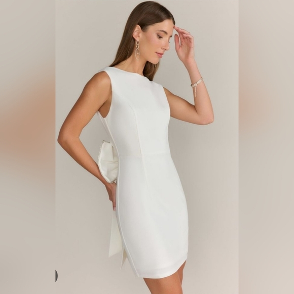 New York & Company Dresses & Skirts - New York & Company Lena Bow Back White/ Silver Mini Dress Gown Size L